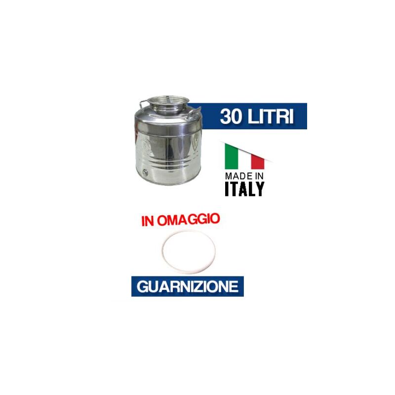 foto del prodotto bidone fusto contenitore in acciaio inox olivari lt.30 con tappo a vite