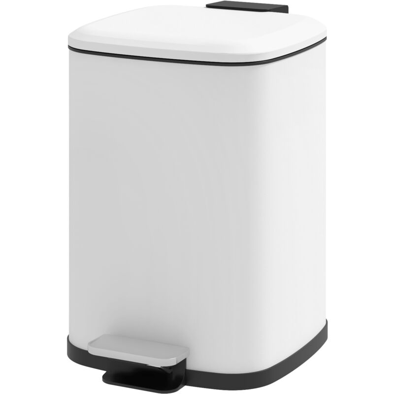foto del prodotto bidone immondizia da 12l in metallo e pp 24.5x32x34.5 cm bianco homcom