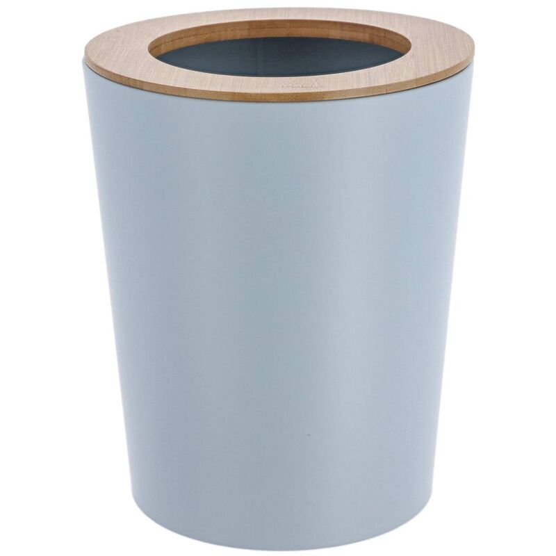 foto del prodotto bidone in metallo svasato con coperchio in bamb 5l bamb azzurro tendance