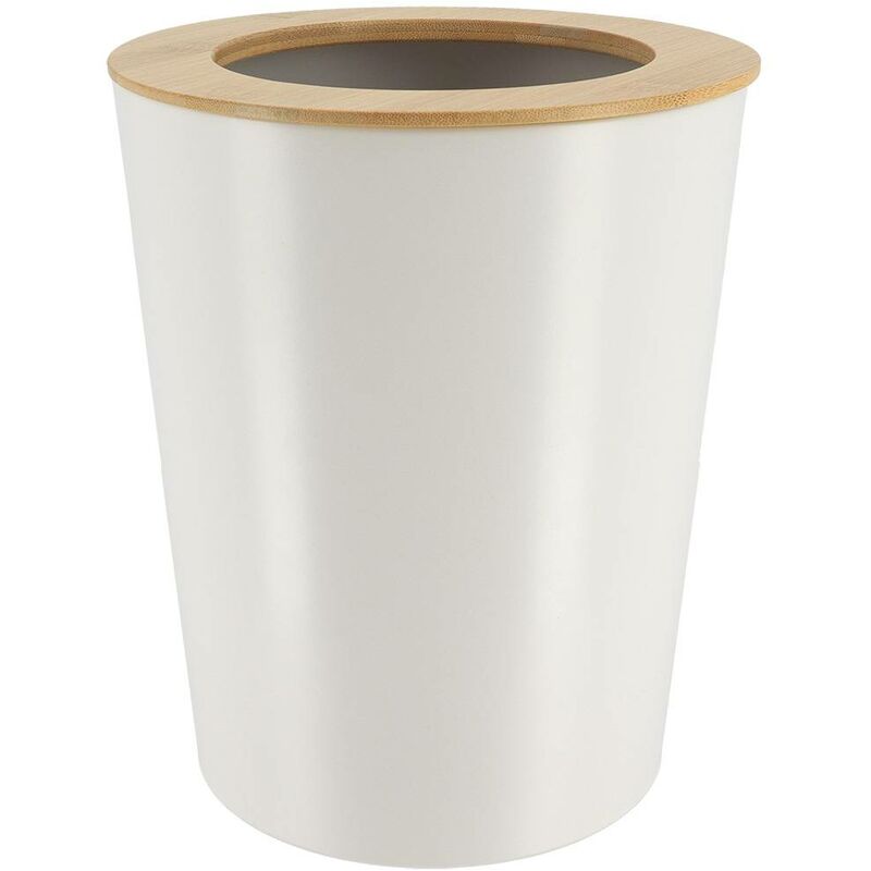 foto del prodotto bidone in metallo svasato con coperchio in bamb 5l bamb bianco tendance
