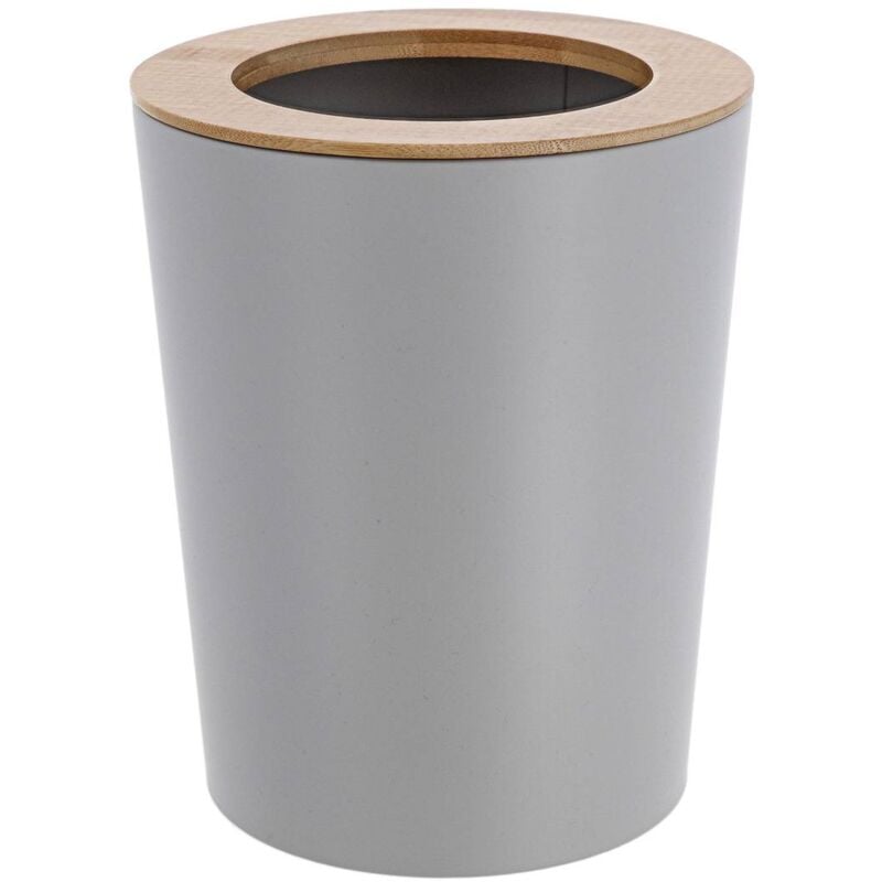 foto del prodotto bidone in metallo svasato con coperchio in bamb 5l bamb grigio chiaro tendance