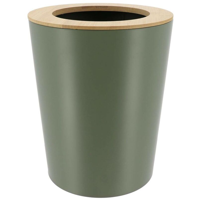 foto del prodotto bidone in metallo svasato con coperchio in bamb 5l bamb kaki tendance