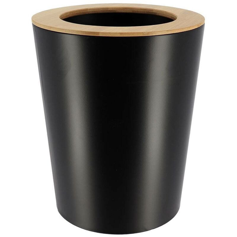 foto del prodotto bidone in metallo svasato con coperchio in bamb 5l bamb nero tendance