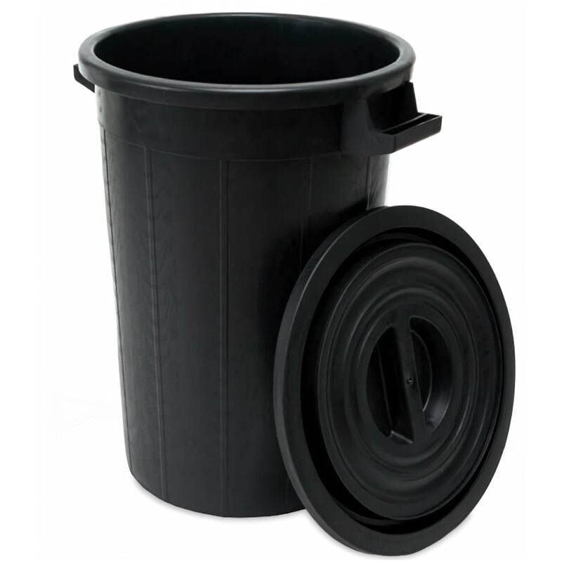 foto del prodotto bidone in plastica a due manici per vendemmia ed edilizia bidone con coperchio 75 litri