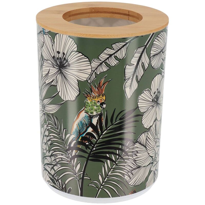 foto del prodotto bidone in pp stampato con coperchio in bamb 5l jungle fever khaki tendance