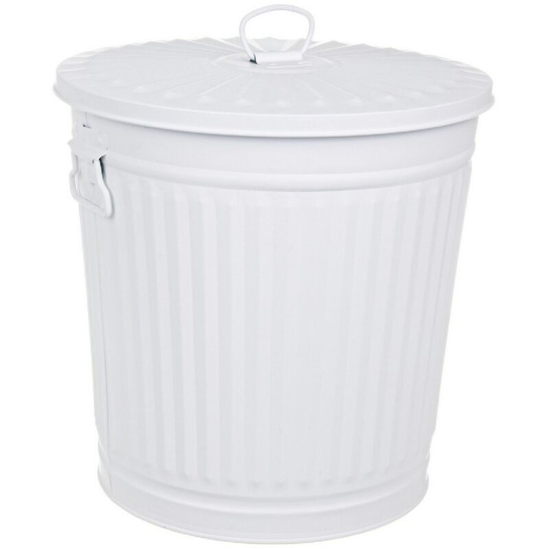 foto del prodotto bidone london met bianco opaco in zinco galvanizzato 7l