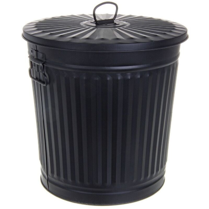 foto del prodotto bidone london met nero opaco in zinco galvanizzato 18l