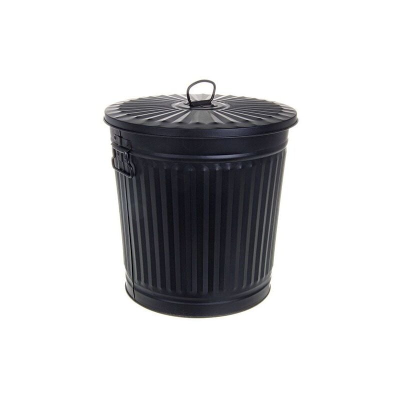 foto del prodotto bidone london met nero opaco in zinco galvanizzato 35l