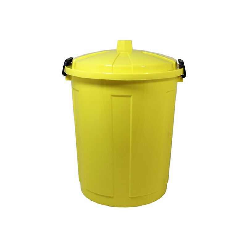 foto del prodotto bidone multiuso con coperchio a chiusura giallo per raccolta differenziata antiodori antirandagismo preservare pattumiera casa giardino terrazzo