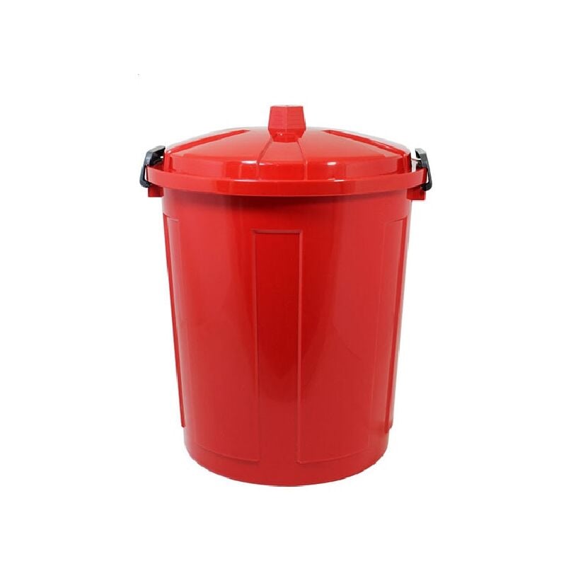 foto del prodotto bidone multiuso con coperchio a chiusura rosso per raccolta differenziata antiodori antirandagismo preservare pattumiera casa giardino terrazzo