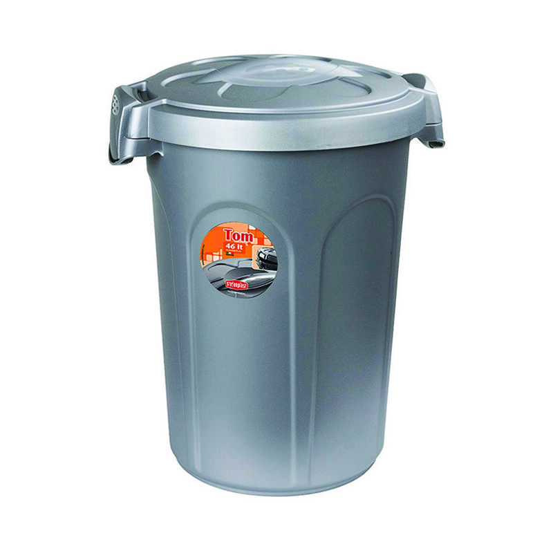 foto del prodotto bidone multiuso tom in polipropilene lt.46 colore silver cm.44,5x40x61h.