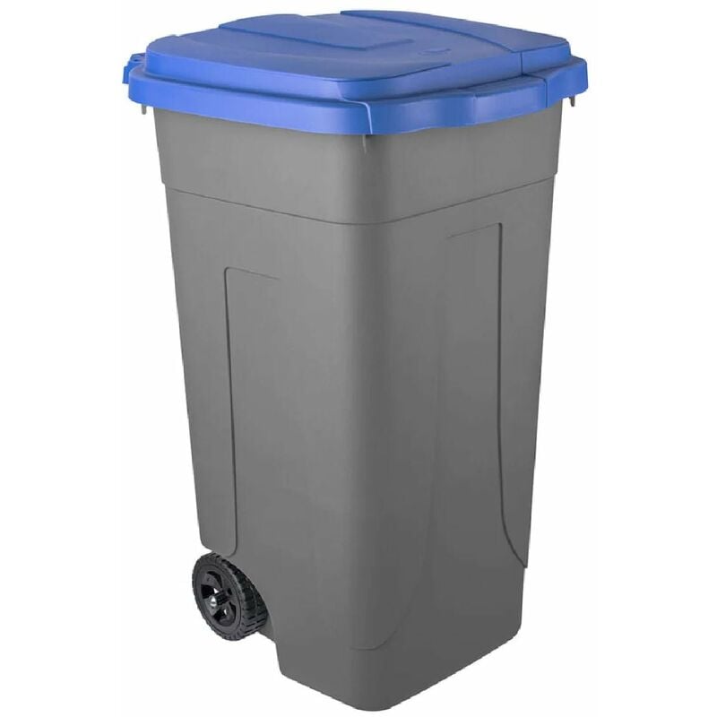 foto del prodotto bidone ottanta per immondizia in polipropilene carrellato 80 lt coperchio blu