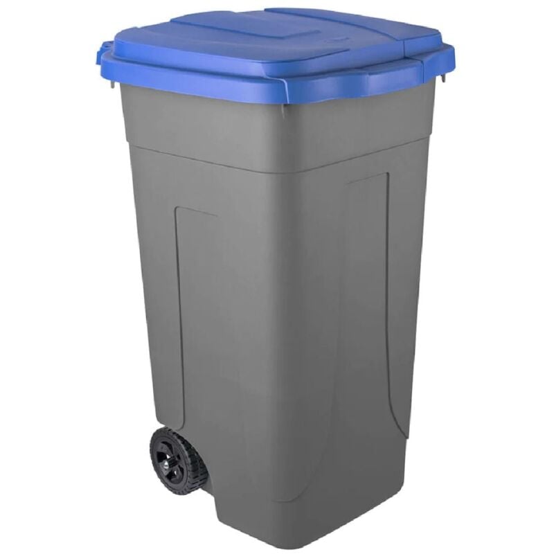 foto del prodotto bidone 'ottanta' per immondizia in polipropilene carrellato 80 lt -coperchio verde