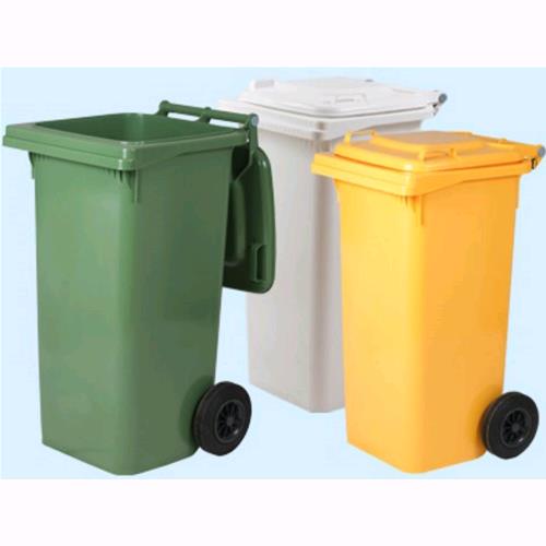 foto del prodotto bidone pattumiera in plastica quadro con ruote colore verde 120 lt.