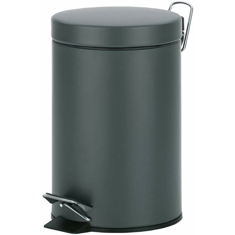 foto del prodotto bidone per cosmetici grigio 3l, bidone a pedale in metallo per il bagno, bidone per i rifiuti del bagno con contenitore interno e maniglia per il