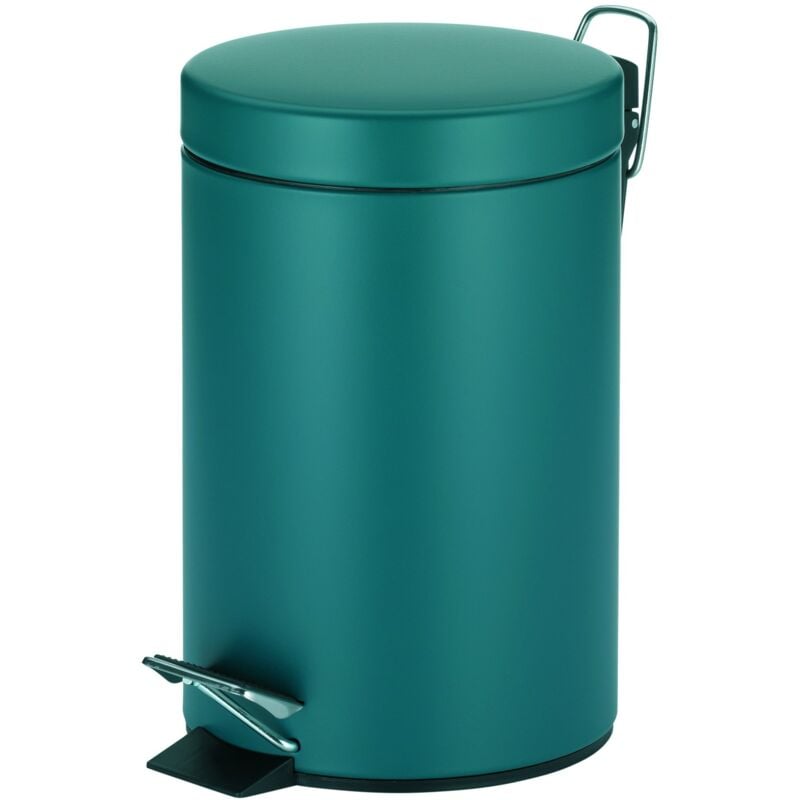 foto del prodotto bidone per cosmetici turchese 3l, bidone a pedale in metallo per il bagno, bidone per i rifiuti del bagno con contenitore interno e maniglia di