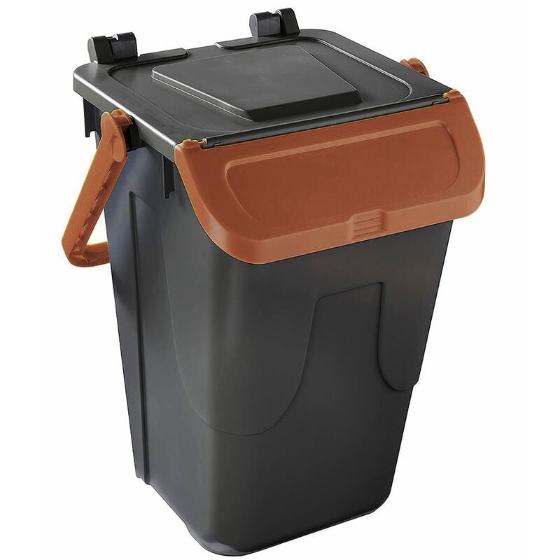 foto del prodotto bidone per raccolta differenziata grigio con sportello basculante marrone 35 lt