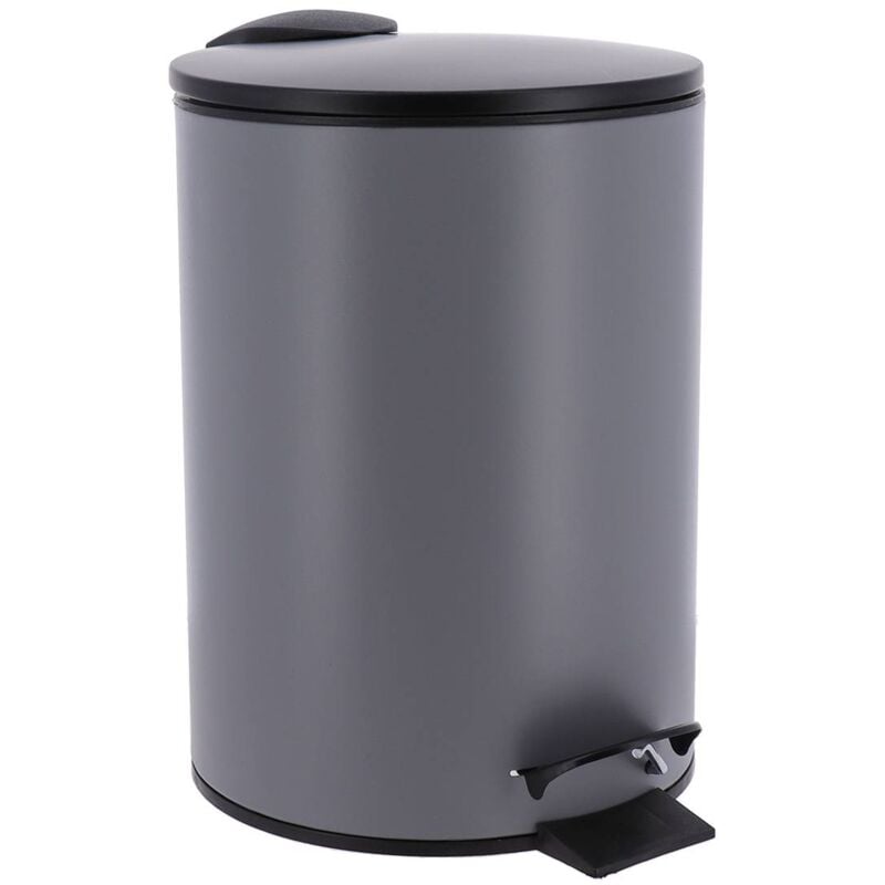 foto del prodotto bidone per rifiuti in metallo drop brake 3l grigio nero tendance