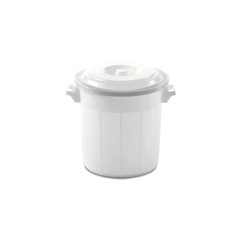 foto del prodotto bidone portarifiuti bianco con coperchio antirandagismo industriale 50 litri pattumiera con manici giardino locali commerciali interno esterno