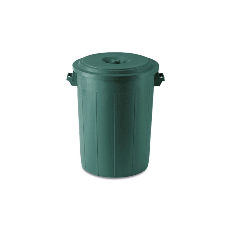 foto del prodotto bidone portarifiuti verde con coperchio antirandagismo industriale 70 litri pattumiera con manici giardino locali commerciali interno esterno