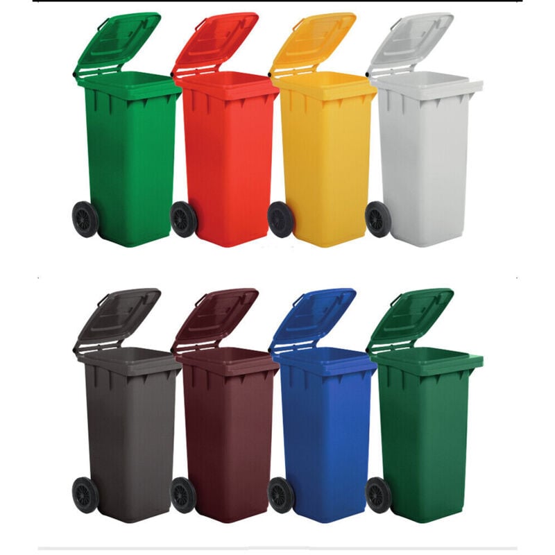foto del prodotto bidone raccolta differenziata carrellato 240lt bianco verde blu giallo marrone, bianco 