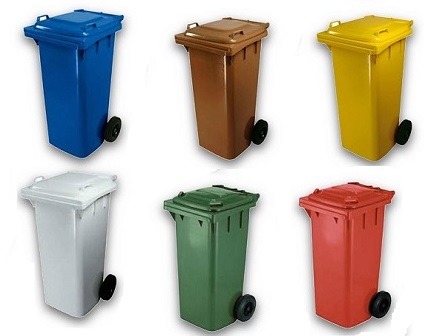 foto del prodotto bidone raccolta differenziata lt.120 rosso c/cop.e ruote (no