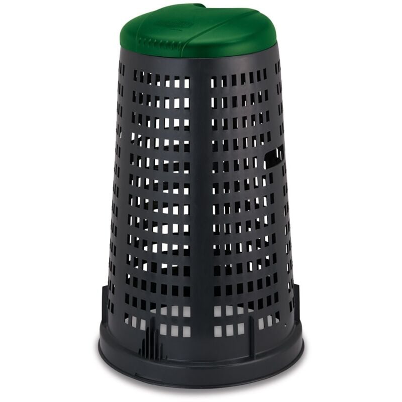 foto del prodotto bidone trespolo diametro 58, altezza 90, litri 100 verde e coperchio verde cesto cestino gettacarte da esterno giardino
