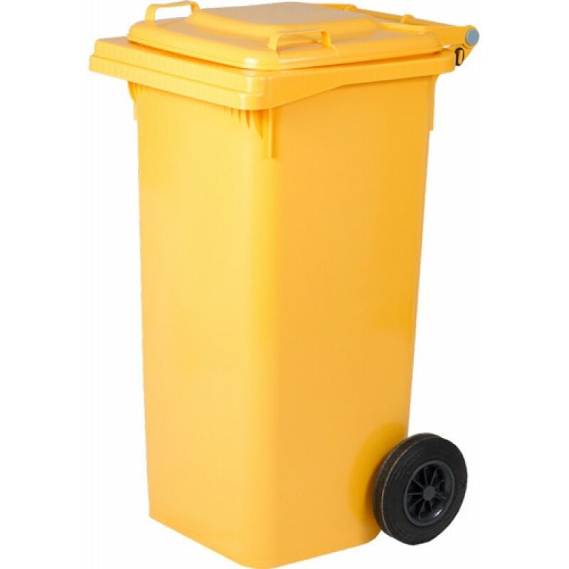 foto del prodotto bidone x rifiuti c ruote 120lt giallo