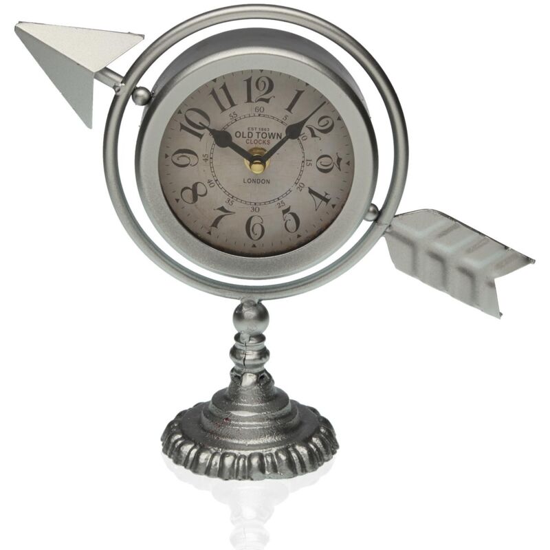 foto del prodotto bigbuy orologio da tavolo versa argentato freccia completa metallo 23 x 16 x 8 cm 