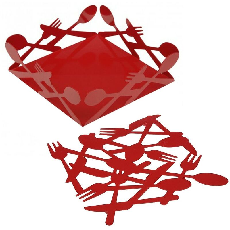 foto del prodotto bigbuy sottopentola porta tovaglioli per cucina rosso poggia stoviglie da tavola casa bar ristorante in metallo moderni e particolari