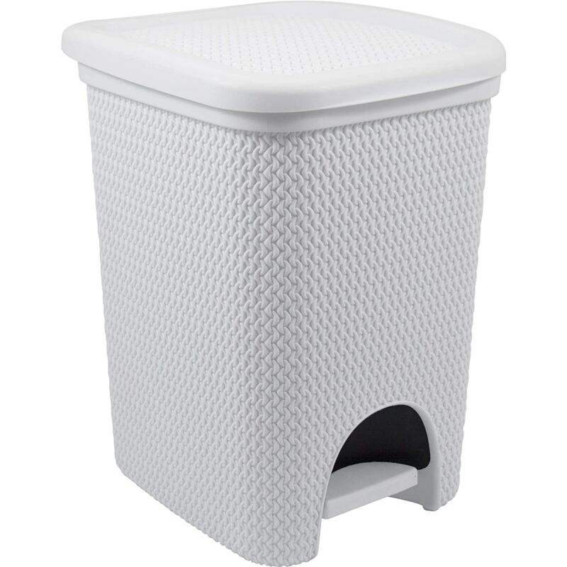 foto del prodotto bighouse it belli e forti pattumiera con pedale design intreccio bianco 18 litri