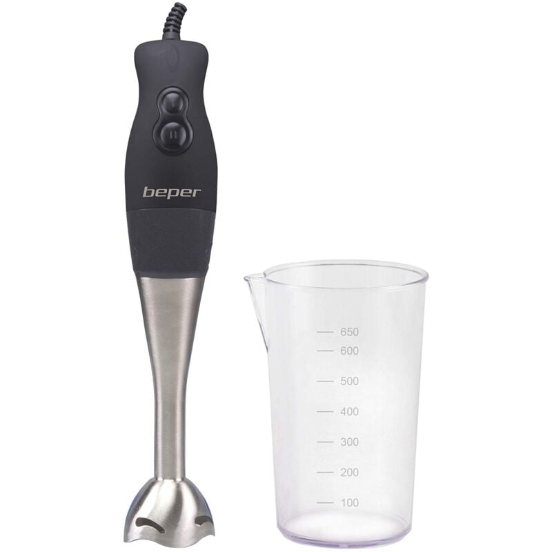 foto del prodotto bighouse it beper bp.654 frullatore a immersione,220 w, acciaio inox, 2 lame acciaio, doppia velocit ,bicchiere graduato 650 ml incluso,cavo 1,20