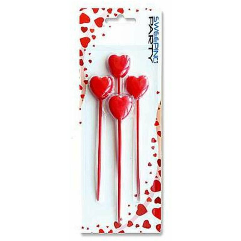 foto del prodotto bighouse it cf.4 candele cuore rosso con asta 0996 x1