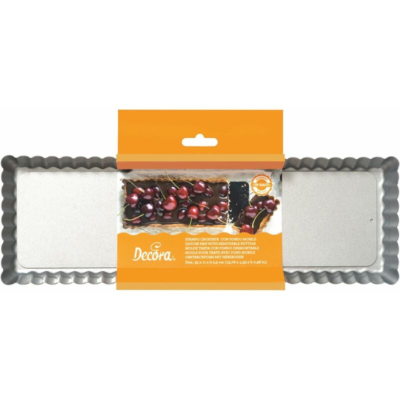 foto del prodotto bighouse it decora 0070026 stampo crostata antiaderente rettangolare con fondo mobile 35x11x2,5 cm, acciaio, grigio, 35 x 11 x 2,5 h cm