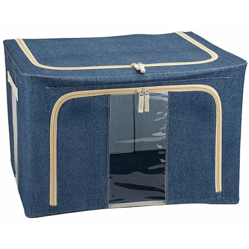foto del prodotto bighouse it scatola cambio stagione rigida box in tessuto salvaspazio per armadio con doppia cerniera 40 x 50 x h 28 cm blu