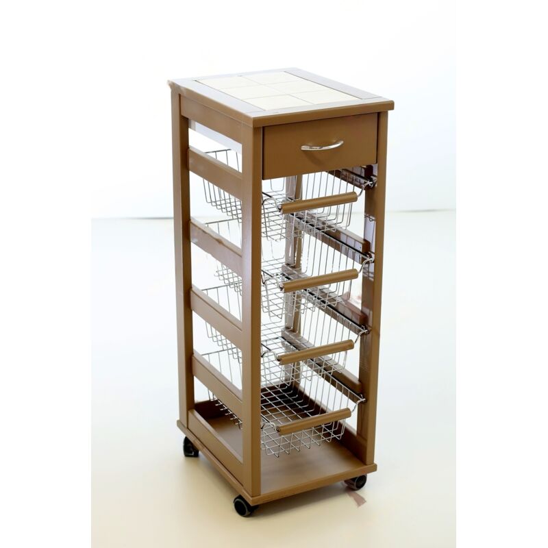 foto del prodotto bighouse it vesuvio carrello da cucina in colore fango 29 x 34 xh 84 cm