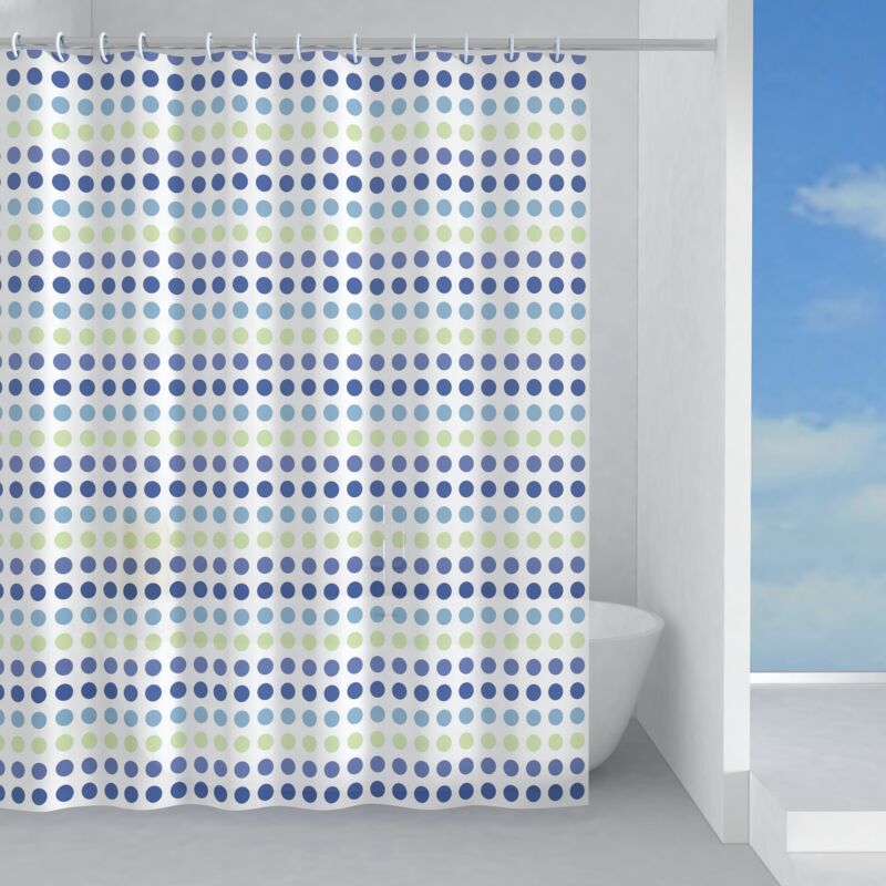 foto del prodotto biglie tenda doccia in peva, finitura verde e blu, dimensioni 200 x 120 x 0,1 cm e peso 0,245 kg gedy