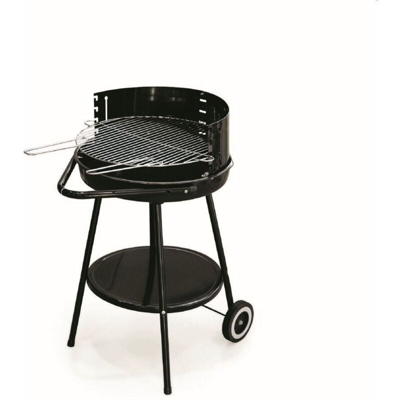 foto del prodotto bigmat barbecue tondo nero con ruote 51x84,5cm