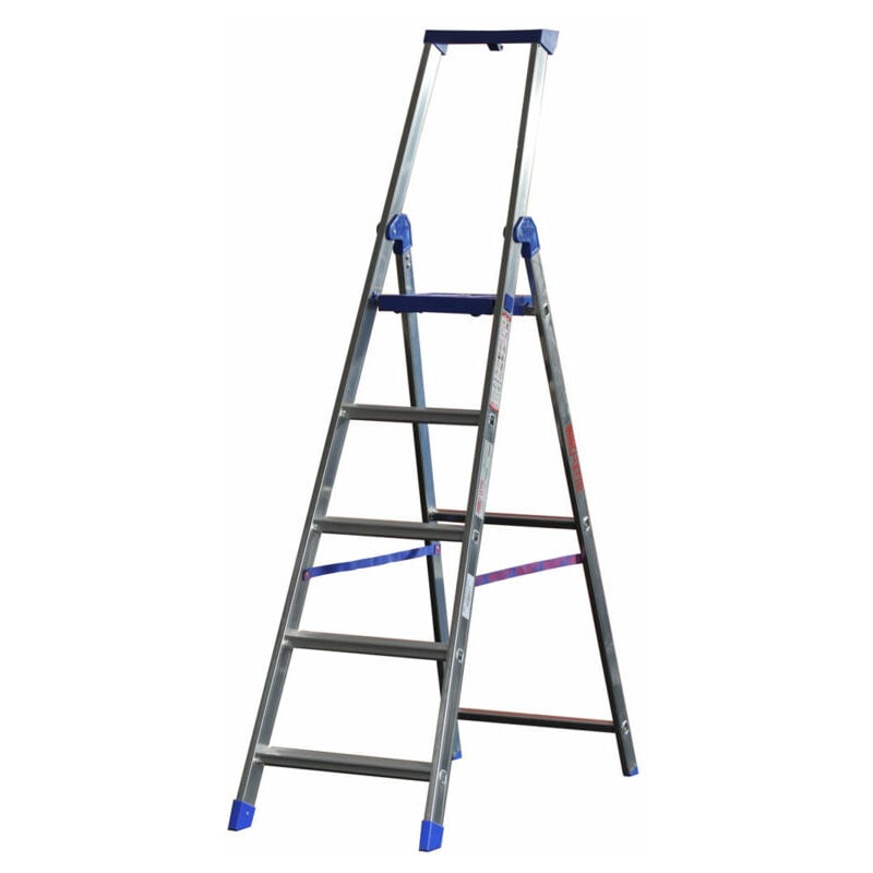foto del prodotto bigmat scala doppia con parapetto alluminio climb evo marchetti 6 pioli professionale