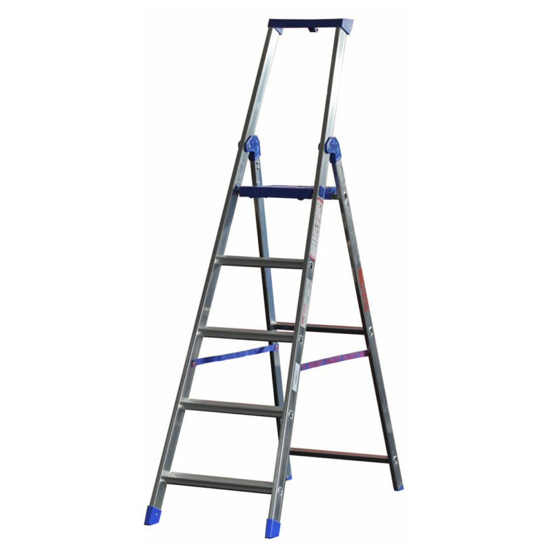 foto del prodotto bigmat scala doppia con parapetto alluminio climb evo marchetti 7 pioli professionale