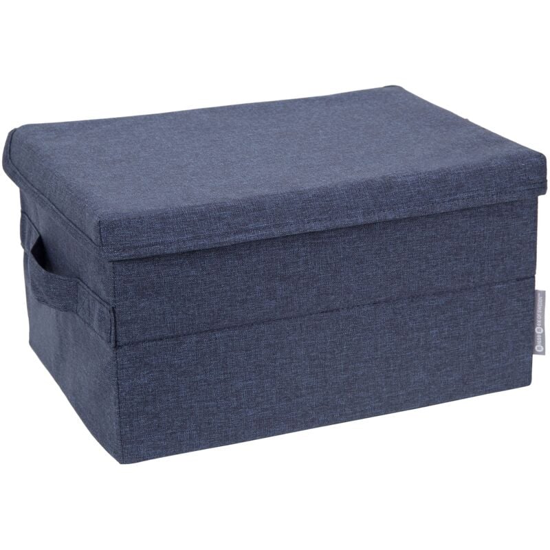 foto del prodotto bigso box of sweden scatola organizer piccola con maniglia scatola per armadio in poliestere e cartone con effetto lino scatola portaoggetti per