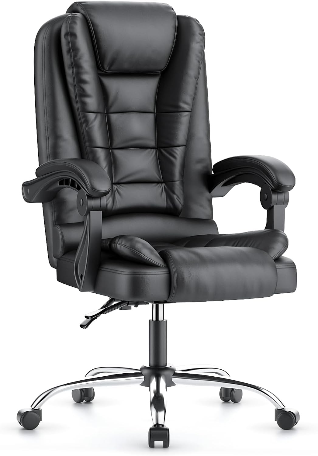 foto del prodotto bigzzia game chair bigzza sedia da ufficio girevole regolabile del gioco da corsa con cuscino e schienale reclinabile, nero e bianco