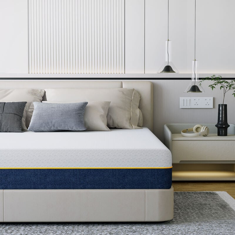 foto del prodotto bigzzia materasso 160x190cm, altezza 20 cm, materassi memory foam, 7 zone di sostegno,copertura rimovibile