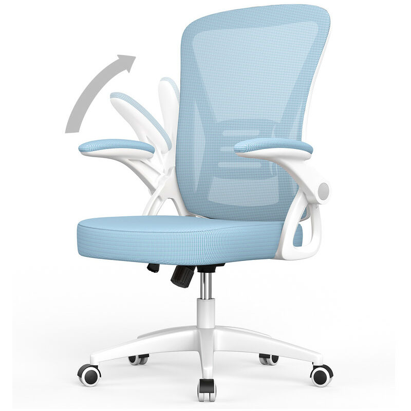 foto del prodotto bigzzia sedia da ufficio poltrona ergonomica in rete traspirante con supporto lombare, schienale reclinabile e altezza regolabile blu