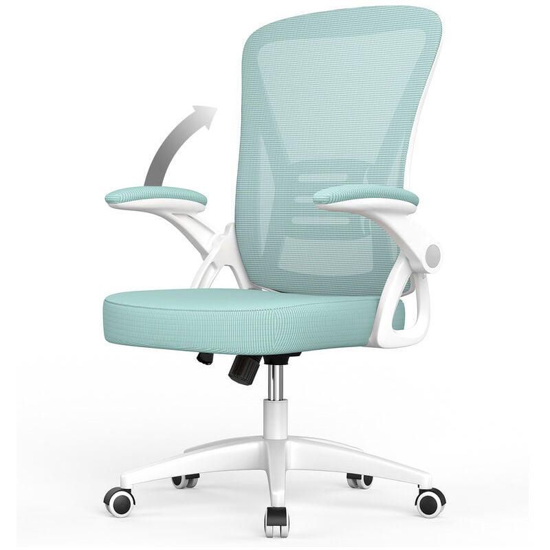 foto del prodotto bigzzia sedia da ufficio poltrona ergonomica in rete traspirante con supporto lombare, schienale reclinabile e altezza regolabile verde