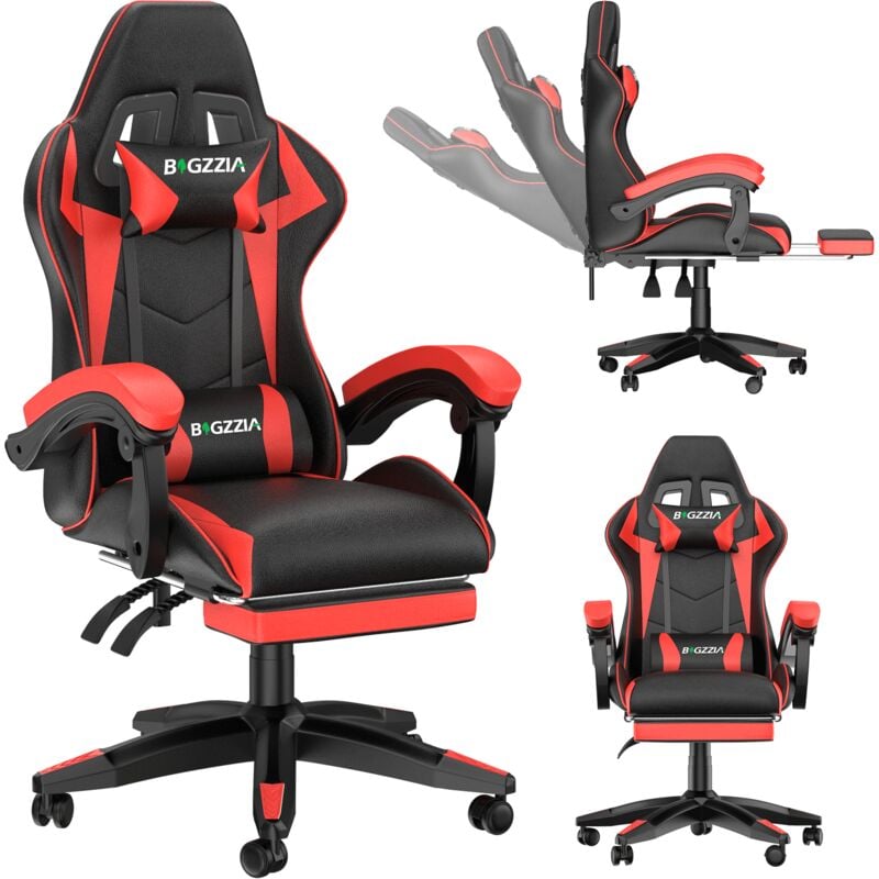 foto del prodotto bigzzia sedia gaming con poggiapiedi telescopico sedia girevole ergonomica, sedie da gamer, schienale regolabile 90 155 , racing sedia con cuscino