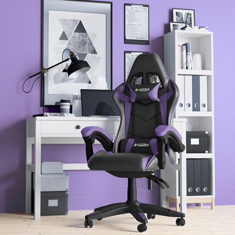 foto del prodotto bigzzia sedia ufficio bracciolo regolabile, poltrona ergonomica con supporto lombare, schienale reclinabile e altezza regolabile, rotelle girevoli
