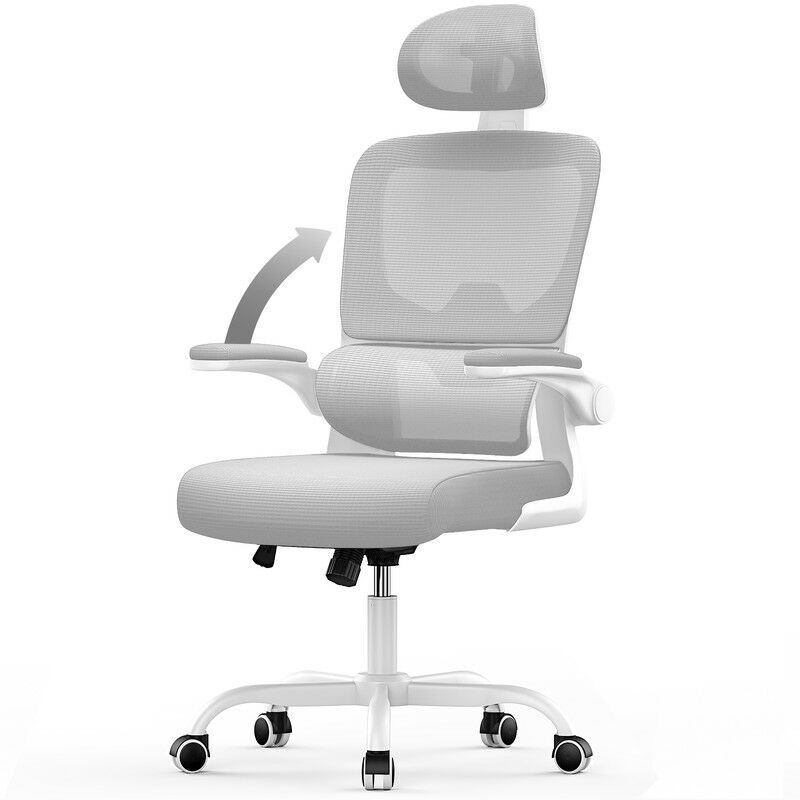foto del prodotto bigzzia sedia ufficio ergonomica poltrona ufficio con supporto lombare adattivo schienale reclinabile e altezza regolabile sedia scrivania con