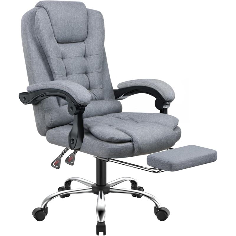 foto del prodotto bigzzia sedia ufficio ergonomica sedie da scrivania reclinabile, con braccioli imbottiti, altezza regolabile, rotelle silenziose, con poggiapiedi,