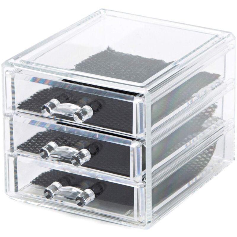 foto del prodotto bijoux organizer 3 cassetti, small, polistirene trasparente, 12,3 x 15 x h,10,7 cm, ran6045 compactor